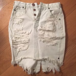 One teaspoon distressed denim skirt